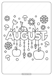 Printable August Pdf Coloring Page In 2020 Summer Coloring Pages Coloring Pages Easy Coloring Pages