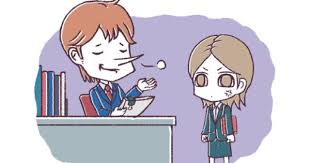 自慢気に人を見下すサラリーマンとイラッとするol イラストエッセイのaieku character illustration fictional characters