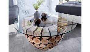 Brique verre, plaquette de parement. Table Basse Ronde Originale Bois Et Verre Pour Salon