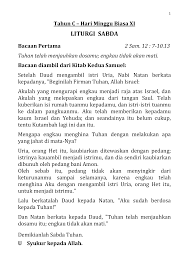 Renungan rabu 3 maret 2021. Liturgi Sabda