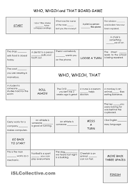 Relative Clause Who Which And That Board Game Relative Clauses English Teaching Activities Relative Pronouns