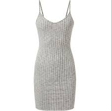 Grey Strappy V Neck Ribbed Mini Dress Grey Bodycon Dresses Ribbed Mini Dress Fashion