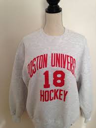 Vintage Boston University Hockey Sweatshirt Etsy Hockey Sweatshirts Boston University Sweatshirts