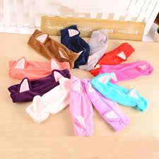 Kore Kadife Kedi Kulak Kafa Bandi Kadinlar Yumusak Pamuk Sac Bantlari Sac Aksesuarlari Yikama Dus Cap Baska Cat Ears Headband Cotton Hair Bands Cotton Headband