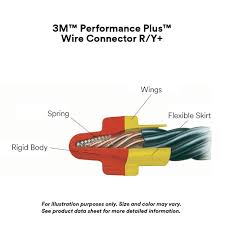 3m performance plus wire connector flexible steel spring connectors 22 8 awg red and yellow color r y bag of 100