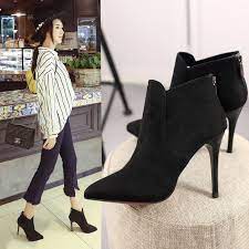 Grand choix de bottines femme en cuire véritable noire avec un prix raisonnable et la livraison à domicile. Bottines A Talons Hauts Pour Femme Chaussures A Bout Pointu Sexy Avec Fermeture Eclair A La Mode Taille 35 39 Automne Hiver Aliexpress