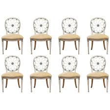 Set Of Eight Custom Web Back Side Chairs In Ivory And Celadon Finish Side Chairs Dining Room Chairs Modern Ivory Paint