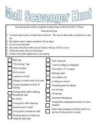 Mall Scavenger Hunt Mall Scavenger Hunt Scavenger Hunt Birthday Scavenger Hunt