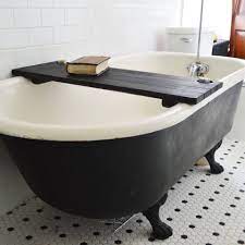 Home/home & garden/bath/bath caddies & storage. Make A Relaxing Statement In Your Elegant Bath With The Black Wooden Tub Caddy Place A Soothing Candle Book Or Glass Of Black Bathtub Wood Tub Wood Bathtub