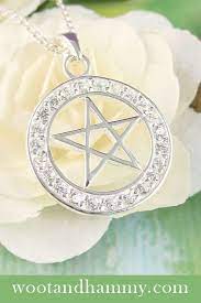 Bright Pentacle Pendant With Crystals Pentacle Pendant Wiccan Jewelry Pentagram Necklace