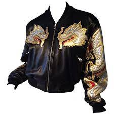 North Beach Leather Dragon Bomber Jacket 1980s 1stdibs Com Colorful Bomber Jacket 80s Jacket Metallic Bomber Jacket