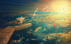 Visit dynamic club website and search anime town in search field! Anime Fantasy Art Seagulls Kites Wings Clouds City Lighthouse Sunset Rooftops Horizon Wallpapers Hd Desktop And Mobile Backgrounds