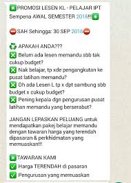 Semua ini dengan harga yang murah dan mudah! Alalalanggg On Twitter Promosi Lesen Memandu Motor Kereta Untuk Student Ipt Area Kl B2 Rm340 D Rm820 Sah Sehingga 30 Sept 16 Sebarkan