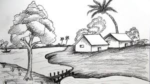 Naturelscenery Twitter Search How to draw a village landscape step by step with pencil.