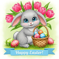 Happy Easter Bunny with Basket Stock Illustration