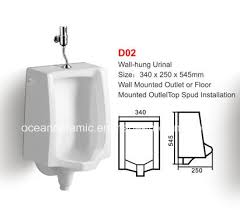 This is urinal is designed to fix in the wall with a screw. China D02 Public Bathroom Sanitary Ware Free Standing Or Wall Hung Urinal China Urinal Bathroom Accessories