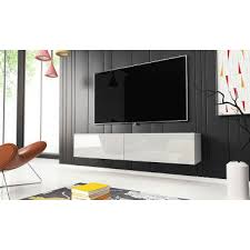 Meuble Tv Kane 140 Cm Blanc Mat Blanc Brillant Vente De Meuble Tv Conforama
