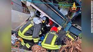 The cable car fell around 60 feet and crashed into a hillside above lake maggiore in northern italy, before rolling downhill into trees, italian rescue services the causes of the accident are unknown, authorities said. Aquzmcs0csmd6m