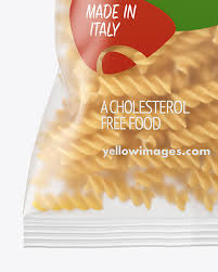 Matte Plastic Bag With Fusilli Pasta Mockup In Bag Sack Mockups On Yellow Images Object Mockups