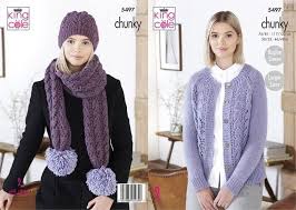 Knitting needle sizes…why so many options? King Cole Ladies Chunky Cardigan Hat And Scarf Knitting Pattern 5497