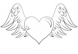 Coloring Page Hearts With Wings In 2020 Heart Coloring Pages Angel Coloring Pages Wings Drawing