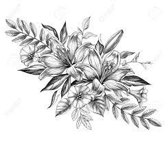 A beautiful flower always makes us smile. Hand Drawn Floral Bunch With Lily And Bindweed Flowers Isolated Stock Photo Picture And Royalty Free Image Image 118980184
