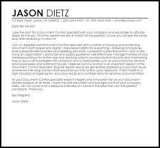 Send an email with your request and we will work with you to provide an affordable (usually at Document Control Specialist Cover Letter Sample Cover Letter Templates Examples