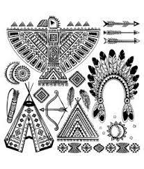 Coloriage Indien D Amerique Differents Symboles Typiques Native American Symbols Native American Patterns American Eagle Art