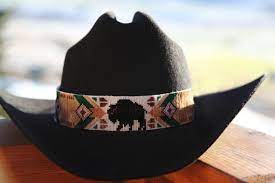 Buffalo Bison Native American Style Wide Hat By Seductivevintage Beaded Hatband Beaded Hat Bands Native American Fashion