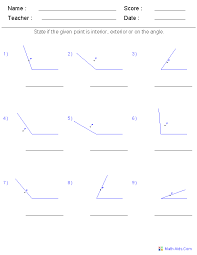Identify If A Given Point Is Interior Exterior Or On The Angle Angles Worksheet Geometry Worksheets Interior And Exterior Angles