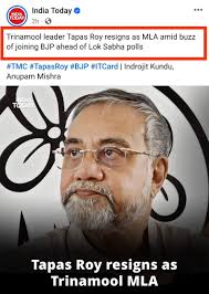 Tapas Roy née Sengupta prepares for a deputation to BJP. Actors from RSS &  a Bengali political family with loads of shadowy resources are fishing in  Bengal's murky political waters. Guaranteed, Modi