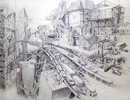 Future City By Andy Kandy Cityscape Drawing City Drawing Futuristic City
