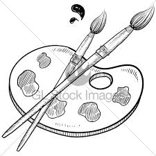 Paintbrush And Palette Black And White Google Search Brush Tattoo Paint Brush Drawing Paintbrush Tattoo