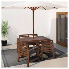 Ikea Applaro Brown Stained Brown Table 2 Armchairs Bench Outdoor Ikea Applaro Dining Furniture Sets Outdoor Dining Furniture