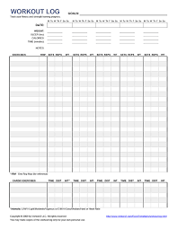 Free Printable Workout Log Pdf From Vertex42 Com Weights