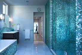 Enhance the look of your space and. Blue Bathroom With Stunning Blue Mosaic Tile Shower Hgtv