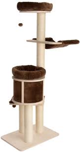 Wieża natural paradise standard xl z masywnych drewnianych płyt i sizalu, z 3 jaskiniami, z wyjmowanymi poduszkami. Chocolate Cat Tree Natural Xl Amazon Co Uk Pet Supplies