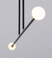 Apollo Chandelier 2 Lights Matte Black Brushed Brass Light Designed By Mckenzie Keim For Roll Hill Soft Lighting Light Lighting Design