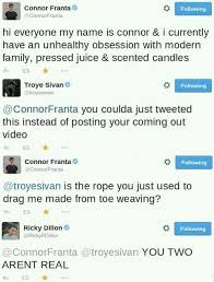 I Ship Them Tronnor For Life Youtuber Tweets Connor Franta Troye Sivan