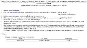 Pelangsaian hutang pinjaman pendidikan seperti ptptn, majlis amanah rakyat (mara) dan jabatan perkhidmatan awam (jpa) sememangnya wajib dibayar setelah anda bekerja sepenuh masa. Panduan Pendaftaran Pelajar Senior Menggunakan Spmp Psas Kadar Bayaran Yuran Pengajian Dan Bayaran Yuran Pelbagai Politeknik Gerbang Informasi Siswa Siswi Politeknik