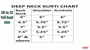 deep neck kurti chart size 28 32 stitching dresses