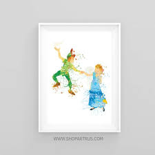 Peterpan Wedding Art Disney Peter Pan Wendy Watercolor Art Wedding Gift Anniversary Bridal Shower Gift Idea Peterpan Abiti Da Sposa Da Sogno Abiti Da Sposa