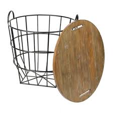 Industrial Wire And Wood Basket Side Table Kirklands Side Table Wood Basket Black Wire Basket