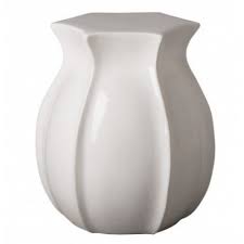 Bright White Tulip Shape Ceramic Garden Stool Table Ceramic Garden Stools Garden Stool Table Garden Stool