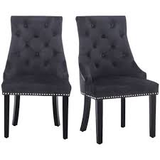 Electroplated velvet dining chair (set of 2) by boyel living (4) astor green velvet upholstered dining chair with brass metal leg. Best Price Black Velvet Dining Chairs
