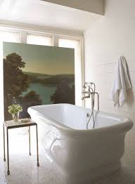 Large Scale Oil Painting Adds Scenery And Privacy Bates Corkern Big Bathrooms Small Spaces Decorating Small Spaces