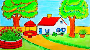 How To Draw Easy Village House Scenery Drawing Village Drawing Landscape Drawing With Pencil Colors Youtube Nature offers the mesmerizing sceneries.