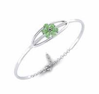 925 Silver Pear Green Diamond Bangle Sagrada