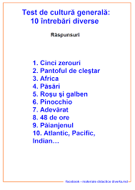 Intrebari teste cultura generala pdf document. Test De CulturÄƒ GeneralÄƒ Materiale Didactice Diverta Md ÙÙŠØ³Ø¨ÙˆÙƒ