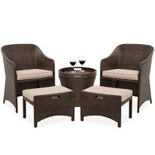 Best Choice Products 5 Piece Outdoor Wicker Patio Bistro Space Saving Furniture Set W Storage Table No Assembly Brown Walmart Com In 2020 Outdoor Furniture Sets Table Storage Outdoor Wicker